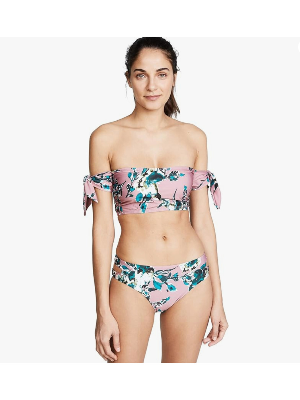 Splendid Watercolor Floral Off Shoulder Bandeau Top Pink Size S
